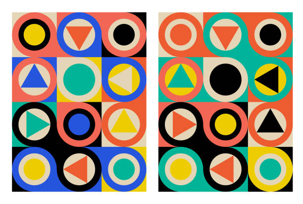 istock Cover with a geometrical pattern from circle and triangles. A concept of design of a poster or wallpaper website. 907645294