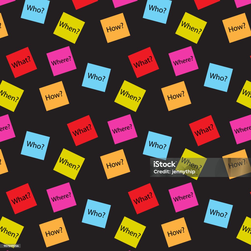 Question Words In Square Scattered Pattern Black Background Stock ...