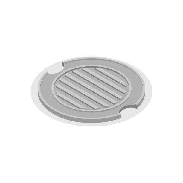 Sewer hatch Closed. Manhole cover. Well hatch. Vector illustration Sewer hatch Closed. Manhole cover. Well hatch. Vector illustration sewer lid stock illustrations