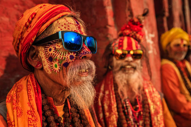 istock Sadhu - indian holymen sitting in the temple 907662916