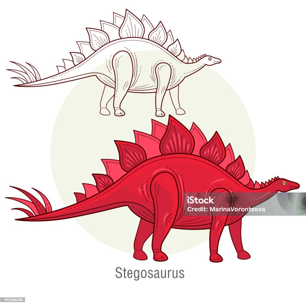 Vector image of a dinosaur - Stegosaurus. Stegosaurus. Ancient jurassic reptile, vector illustration cartoon prehistoric dinosaur isolated on white background. Full-color flat images animal and abstract linear. Abstract stock vector