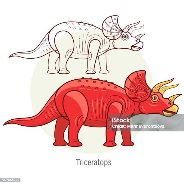 Vector Image Of A Dinosaur Triceratops Stock Illustration - Download Image Now - Abstract, Ancient, Animal