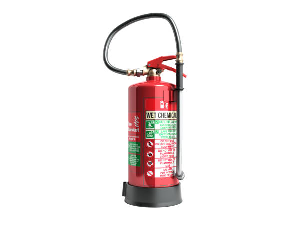 istock wet chemical Fire extinguisher 3d render on white background no shadow 907670802