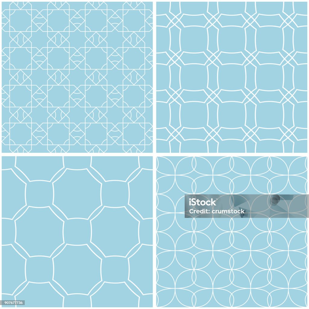 Simple Blue Geometric Patterns Geometric Patterns Set Of Blue And White Seamless Backgrounds Stock ...