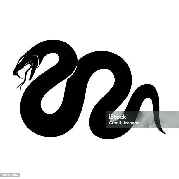 Black Snake Sign Stock Illustration - Download Image Now - Snake, Animal, Art