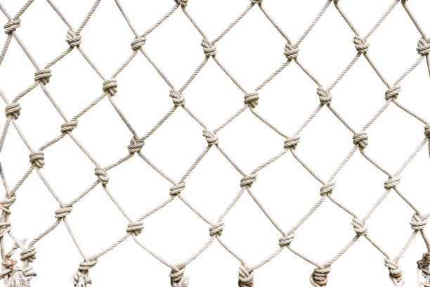 White rope net woven Rope net woven isolated on white background with clipping path commercial fishing net photos stock pictures, royalty-free photos & images