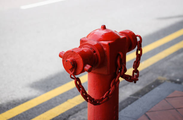 Copenhagen, Denmark. October 2022.  a fire hydrant for emergencies in a city center street