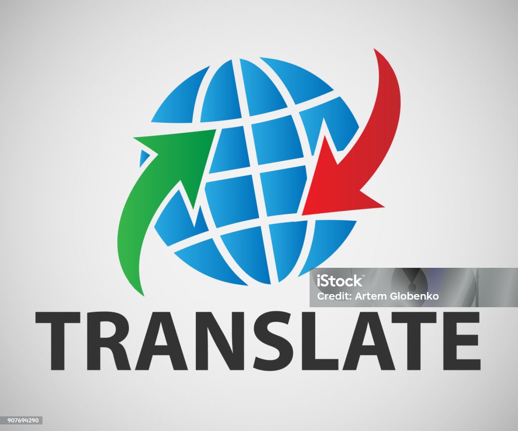 Translation banner. Vector banner of the translator. Color banner on a white background. Blue stock vector