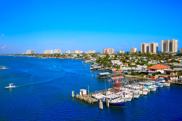 Daytona Beach in Florida aerial at Port Orange marina of USA