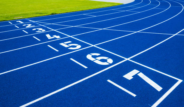 istock High Angle View Of Numbers On Running Track 907715674