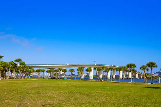 Daytona Beach Halifax river in Florida bridge and park USA