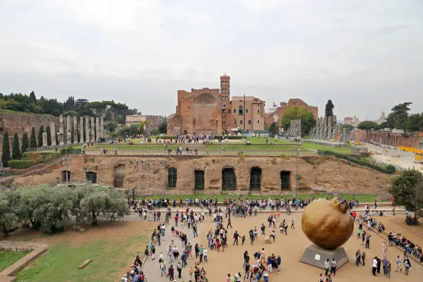 ROMA, ITALY - 01 OCTOBER 2017: the Domus Aurea, built by Emperor Nero in Rome, in the Roman Forum