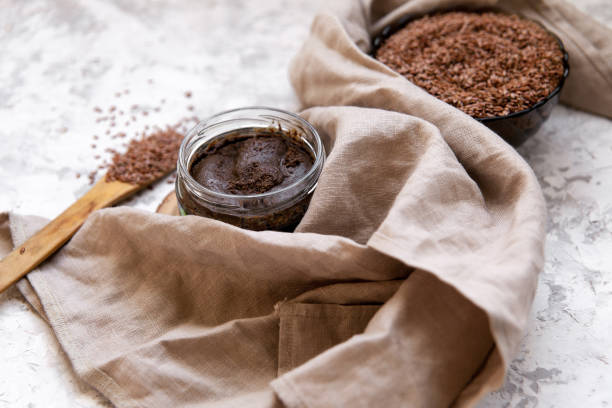 istock Flaxseed urbech - raw vegan diet. Traditional Dagestani paste. Superfood concept, 907741204