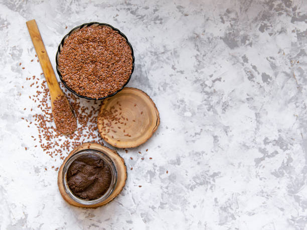 istock Flaxseed urbech - raw vegan diet. Traditional Dagestani paste. Superfood concept, 907741254