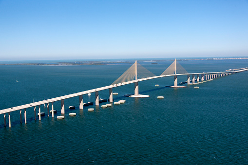 Aerial view of the Sunshine Skyway Bridge Tampa Bay Florida