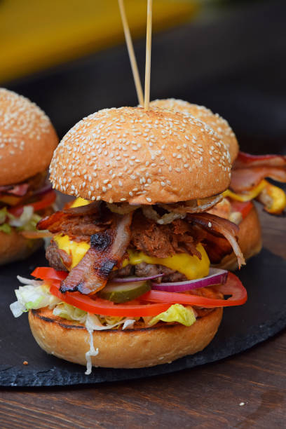 istock Close-Up Of Burger On Table 907752624