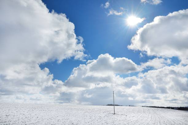 istock Heavy snow storm clouds over fields in countryside 907752832