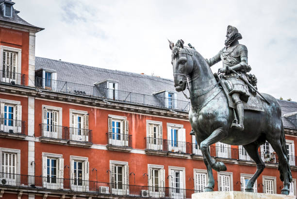 istock Madrid Plaza Mayor with statue of king Philips III 907753154
