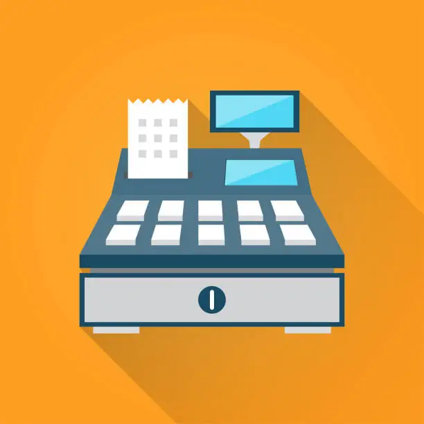 Vector illustration of Cash Register Flat Icon