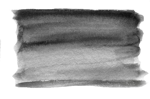 Black and white watercolor stain. Abstract hand drawn grey watercolor background