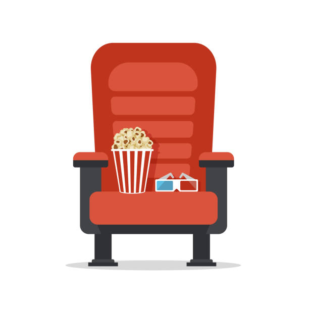 illustrations, cliparts, dessins animés et icônes de siège de cinéma, isolé sur blanc - fauteuil