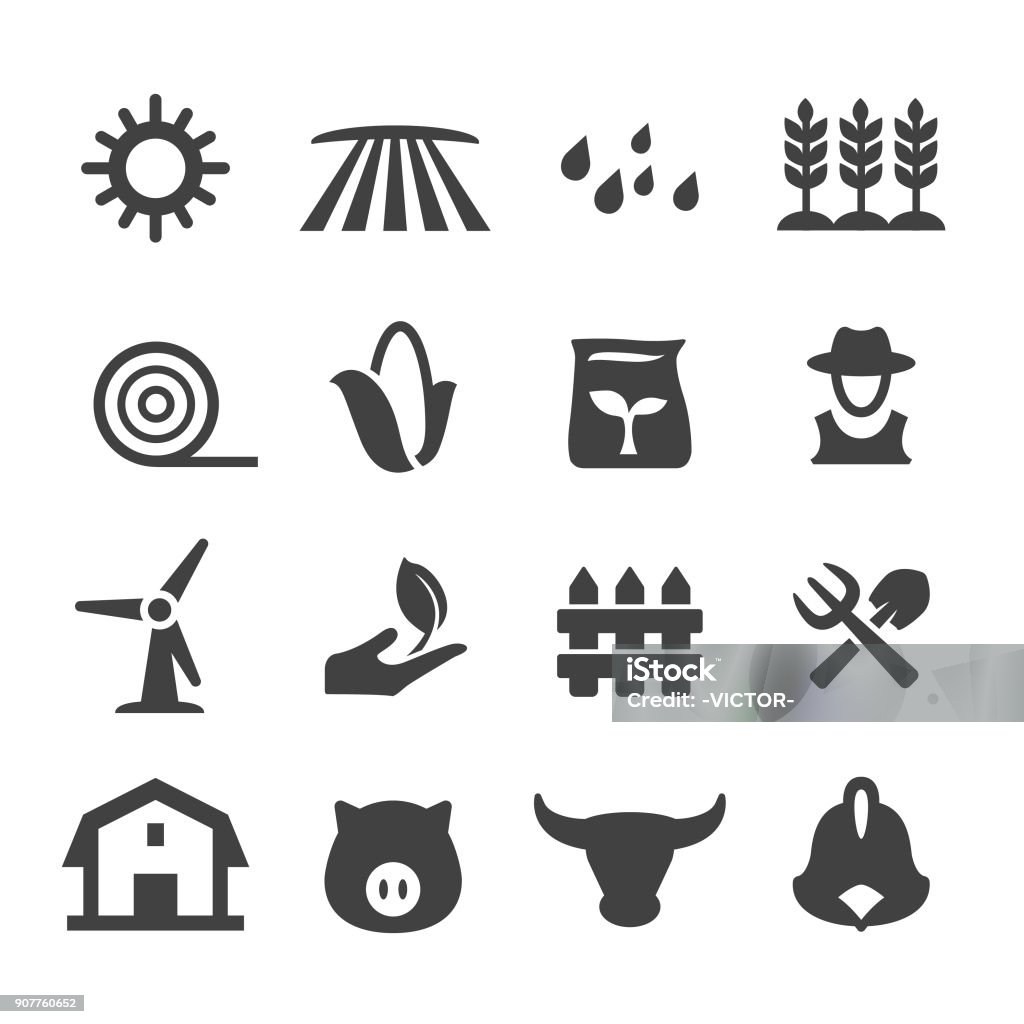 Farming and Agriculture Icons - Acme Series Farming, Agriculture, sowing, harvesting, Icon Symbol stock vector