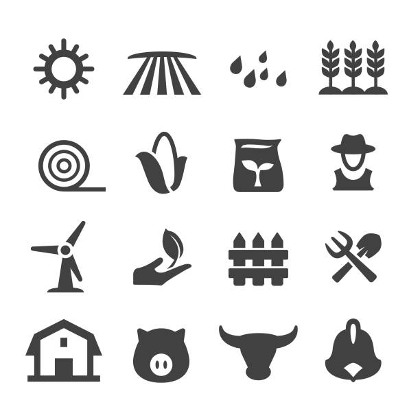 Farming and Agriculture Icons - Acme Series Farming, Agriculture, sowing, harvesting, farmer icons stock illustrations
