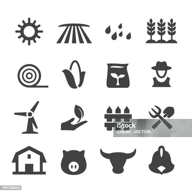 Farming And Agriculture Icons Acme Series Stock Illustration - Download Image Now - Icon Symbol, Corn - Crop, Corn