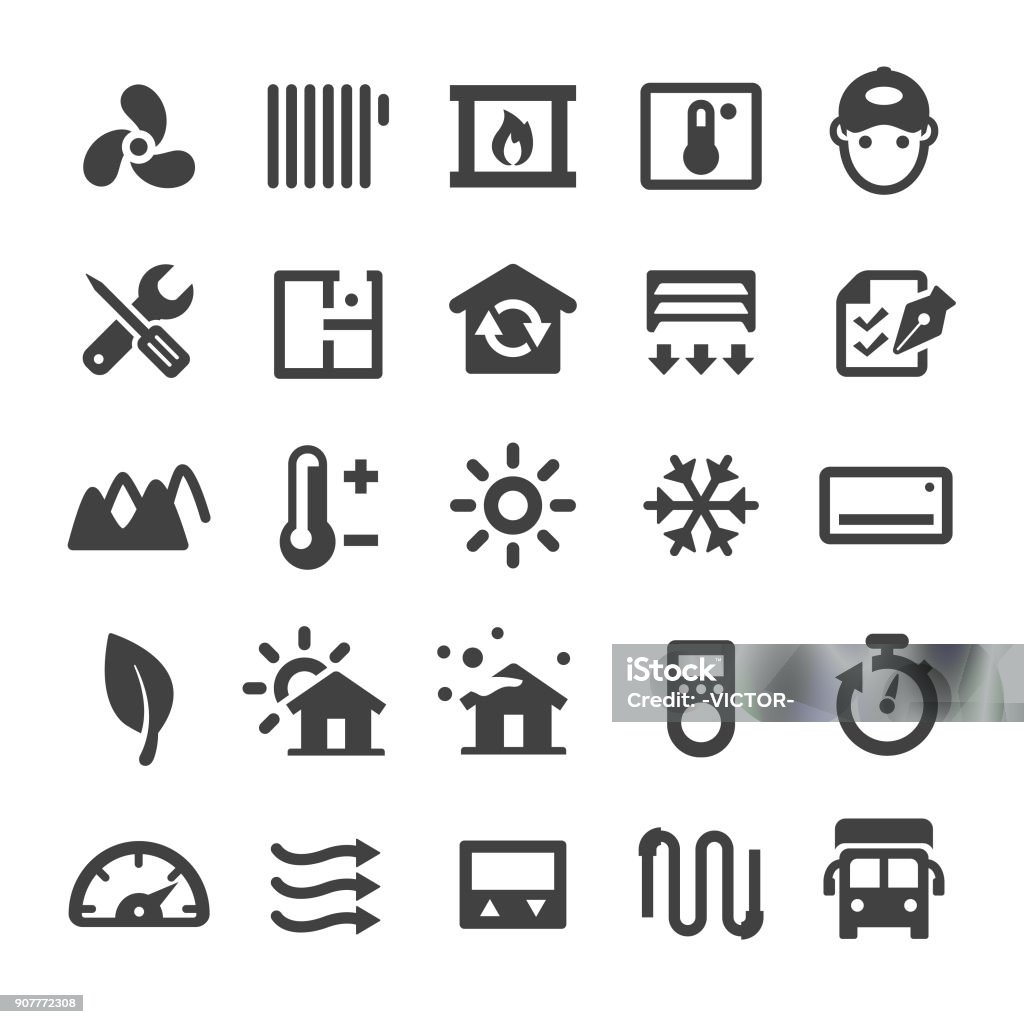 Home Heating and Cooling Icons - Smart Series Home, Heating, Cooling, Technology, air conditioner, Icon Symbol stock vector