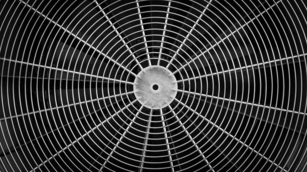 istock galvanized grating of fan, black and white 907775822