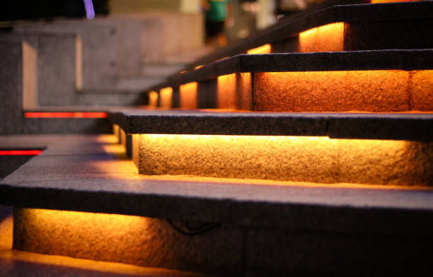 istock urban illuminated steps in city 907794590