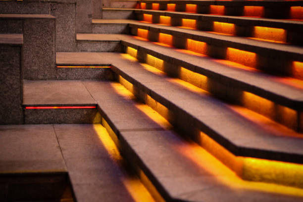 istock urban illuminated steps in city 907794624