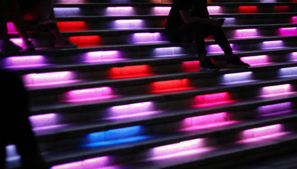 istock urban illuminated steps in city 907794684