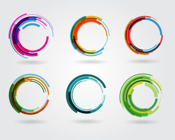 ilustraciones, imágenes clip art, dibujos animados e iconos de stock de círculo geométrico entrelazadas las ruedas. icono de resumen de negocios. como signo, símbolo, logotipo, web, etiqueta - circle logo