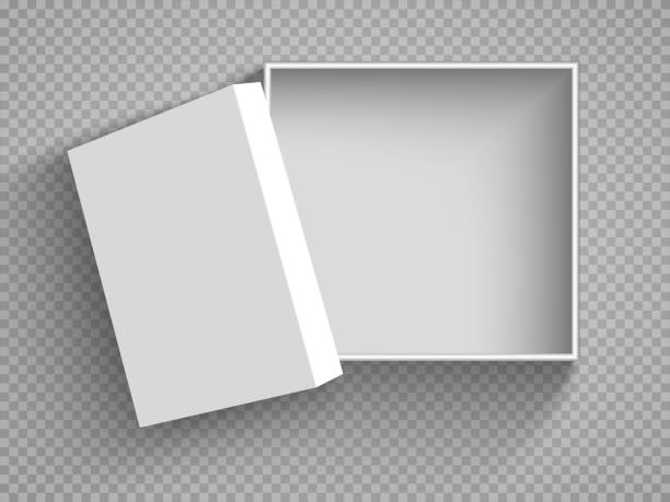 istock Open White Cardboard Carton Gift Box With Lid. Illustration Isolated on a transparent background. Vector EPS10 907811216