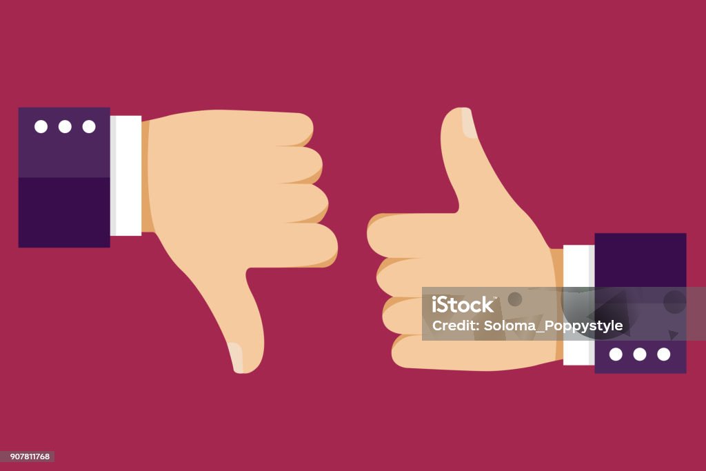 Thumbs up and down. Like for social network. Vector illustration EPS10 Thumbs Up stock vector