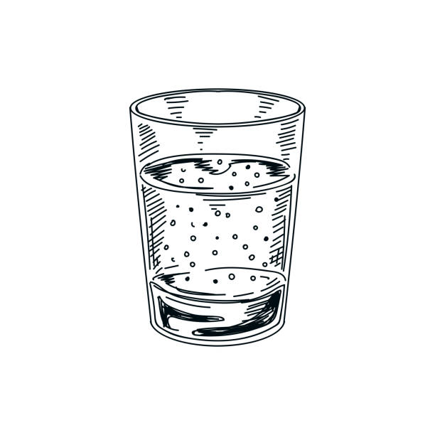 stockillustraties, clipart, cartoons en iconen met mooie vector hand getekend drank illustratie. - glas water