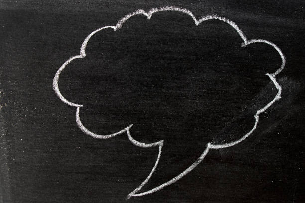 istock White color chalk hand drawing as speech bubble shape on black board background 907819236