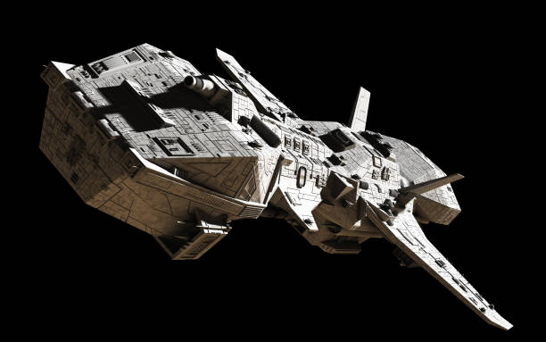 science fiction interplanetarischen raumschiff - oben abgewinkelt ansicht - raumschiff stock-fotos und bilder