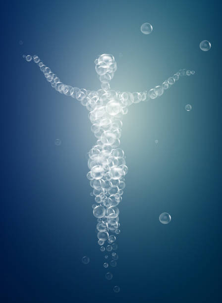 istock weightless feeling, human soul concept, light feeling inside, woman silhouette build with bubbles, mermaid from the foam, 907820682