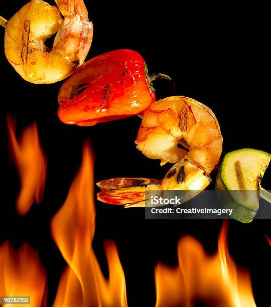 Shrimp Kabob Stock Photo - Download Image Now - Barbecue - Meal, Color Image, Fire - Natural Phenomenon