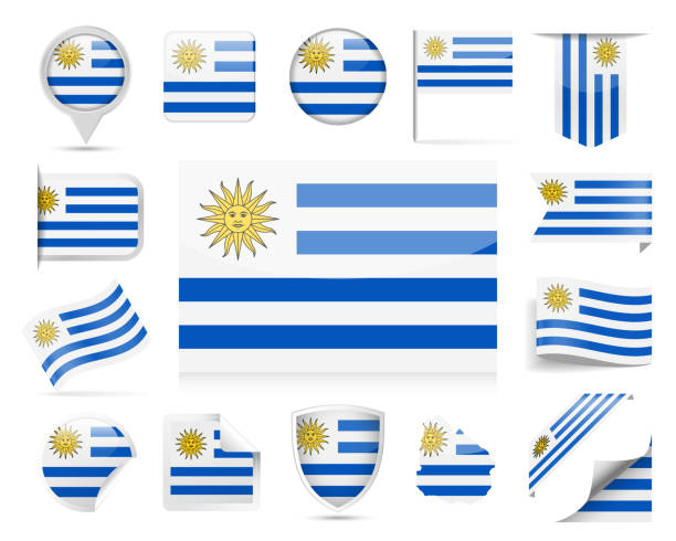 우루과이 국기 벡터 세트 - uruguay stock illustrations