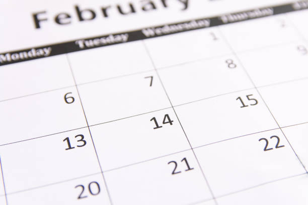 istock Calendar page Valentines Day background, 14 February 907825830