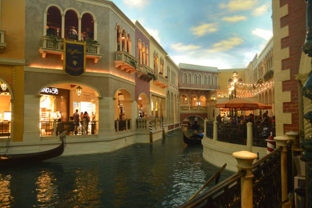 Canals of Venice Inside Venetian Hotel On The Las Vegas Strip. Travel Holidays stock photo