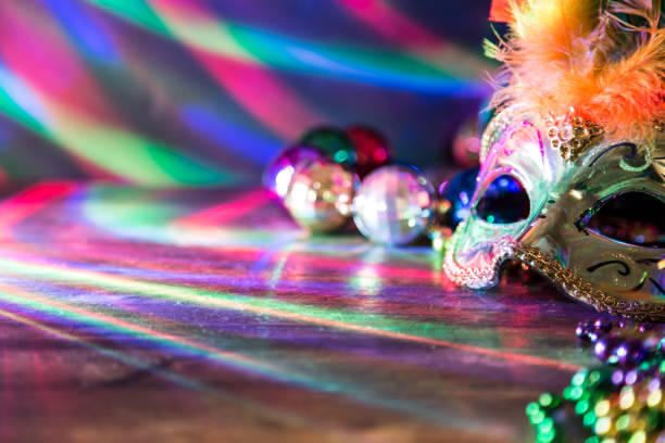 istock Mardi Gras, Rio carnival mask and colorful decorations. 907844206