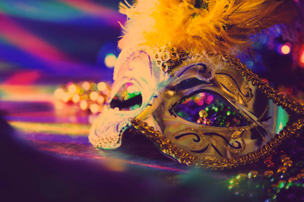 istock Mardi Gras, Rio carnival mask and colorful decorations. 907844446