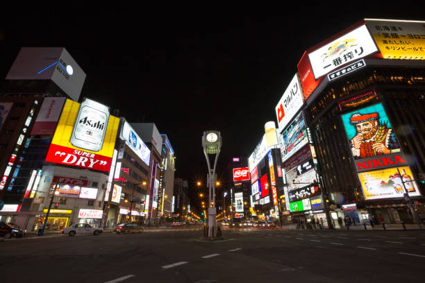 istock Sapporo Susukino at night in Japan 907846728