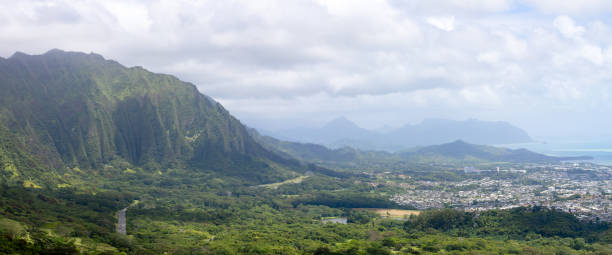 Panorama view from Monalula Ridge to Kualoa