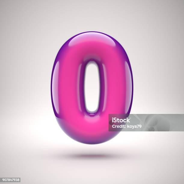 Round Pink Glossy Font 3d Rendering Number 0 Stock Photo - Download Image Now - Zero, Three Dimensional, Digitally Generated Image