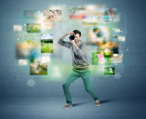 istock Photographer with pictures from the past 907848364